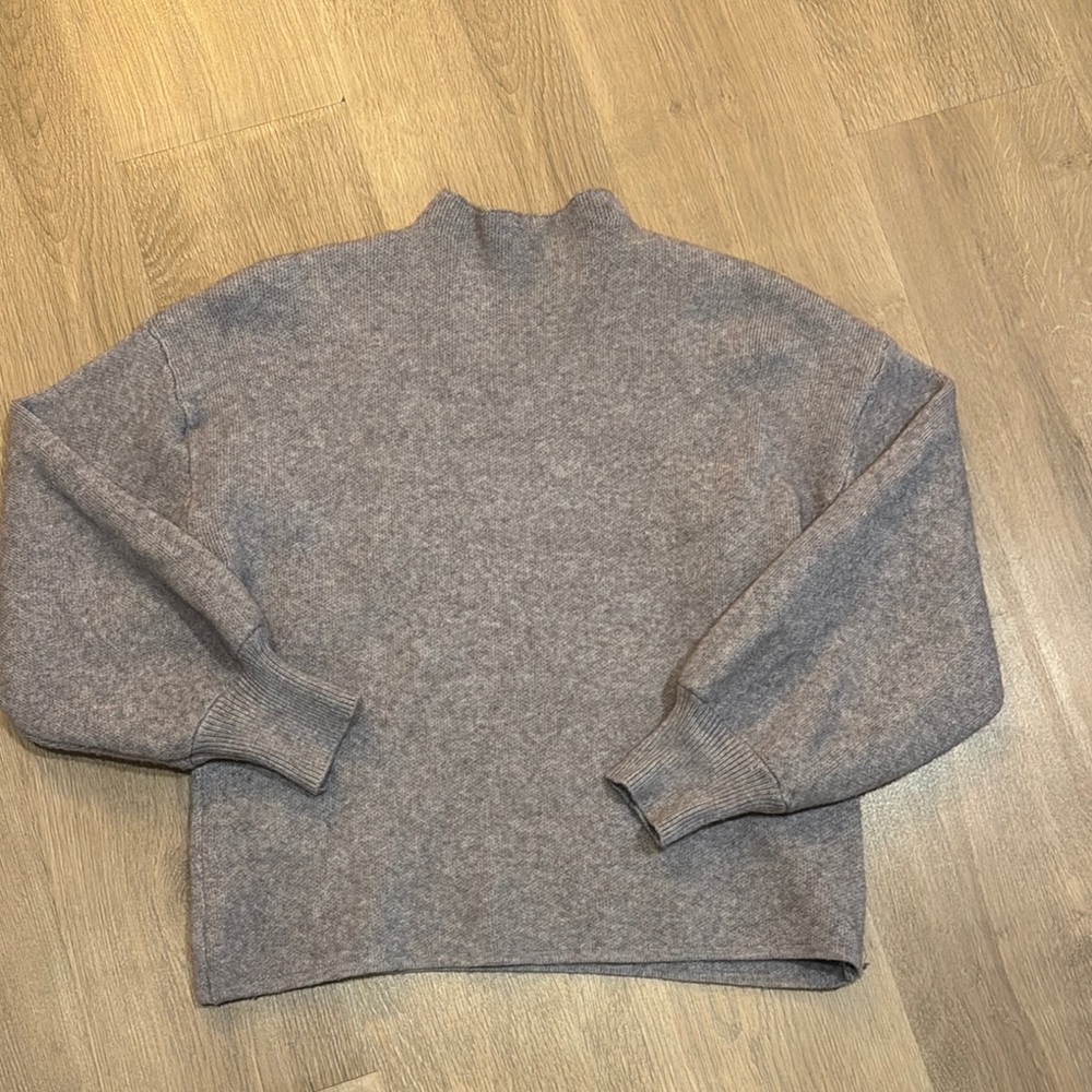 Vici Gray Cowl Neck Sweater with Relaxed Fit and Soft Texture